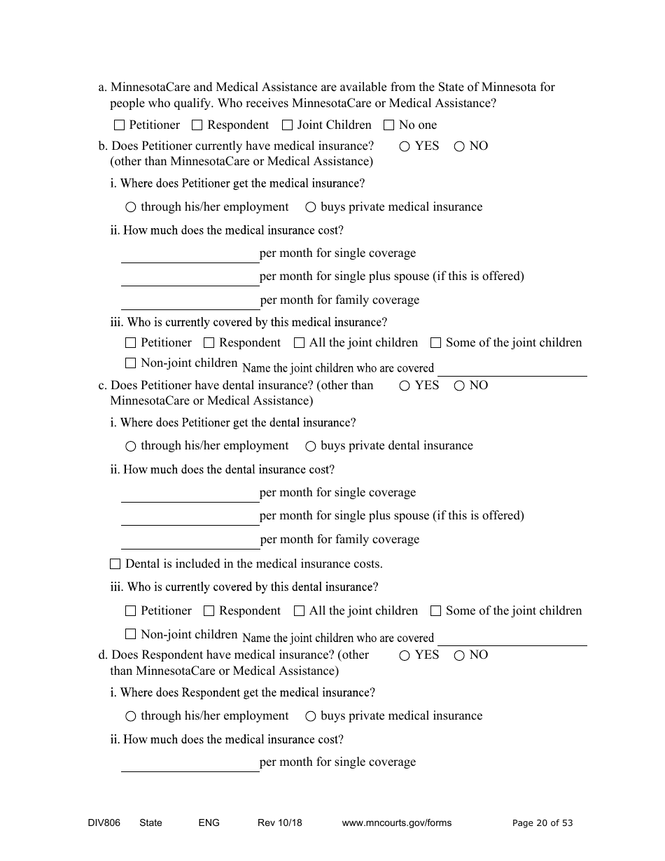 Form DIV806 Stipulated Findings of Fact, Conclusions of Law, Order for Judgment, Judgment and Decree - Minnesota, Page 20