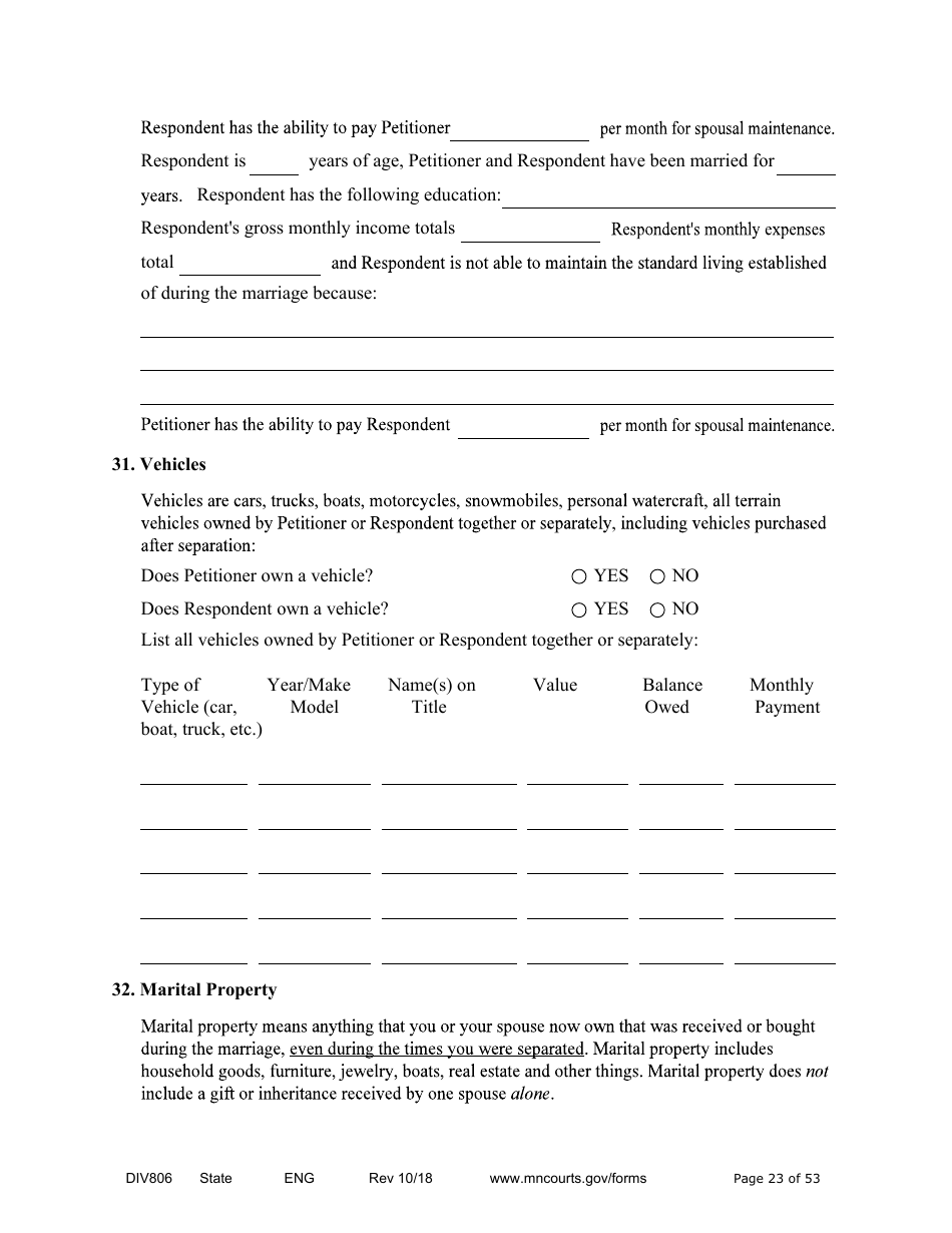 Form DIV806 Stipulated Findings of Fact, Conclusions of Law, Order for Judgment, Judgment and Decree - Minnesota, Page 23