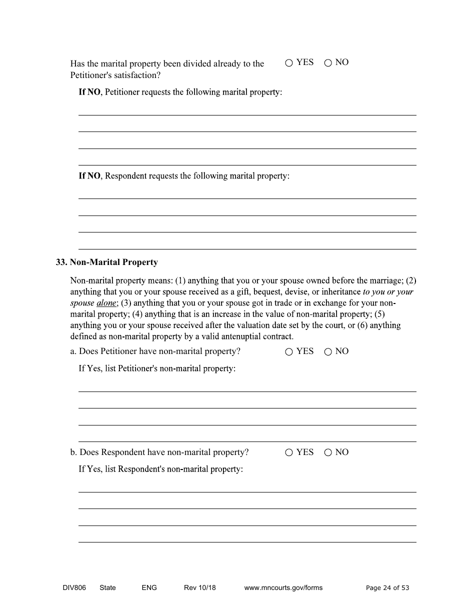 Form DIV806 Stipulated Findings of Fact, Conclusions of Law, Order for Judgment, Judgment and Decree - Minnesota, Page 24