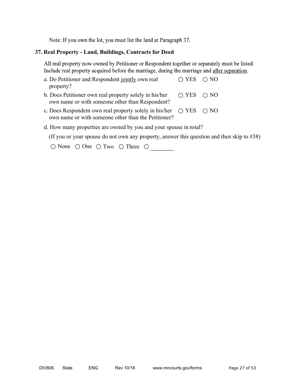 Form DIV806 Stipulated Findings of Fact, Conclusions of Law, Order for Judgment, Judgment and Decree - Minnesota, Page 27