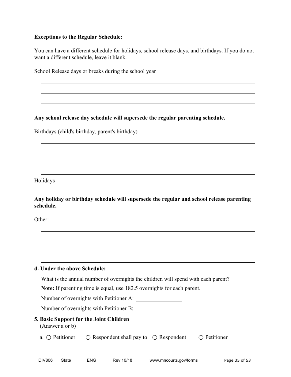 Form DIV806 Stipulated Findings of Fact, Conclusions of Law, Order for Judgment, Judgment and Decree - Minnesota, Page 35