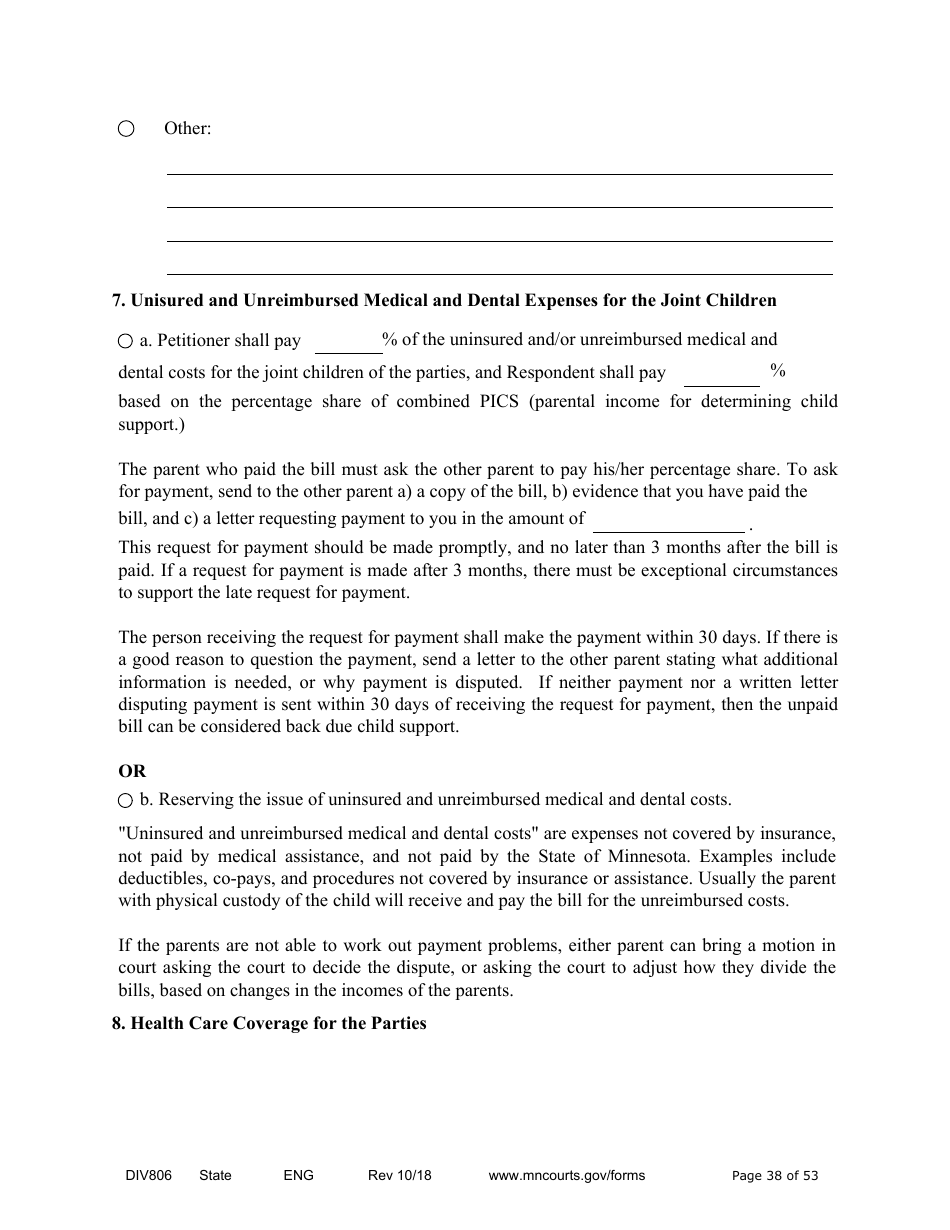 Form DIV806 Stipulated Findings of Fact, Conclusions of Law, Order for Judgment, Judgment and Decree - Minnesota, Page 38