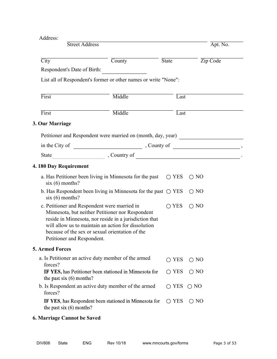 Form DIV806 Stipulated Findings of Fact, Conclusions of Law, Order for Judgment, Judgment and Decree - Minnesota, Page 3