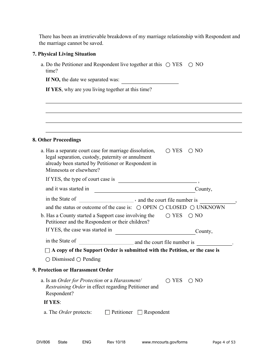 Form DIV806 Stipulated Findings of Fact, Conclusions of Law, Order for Judgment, Judgment and Decree - Minnesota, Page 4