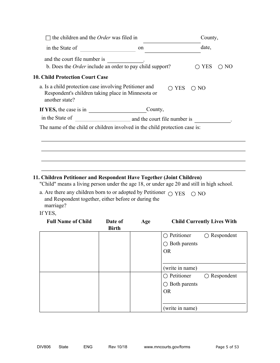 Form DIV806 Stipulated Findings of Fact, Conclusions of Law, Order for Judgment, Judgment and Decree - Minnesota, Page 5