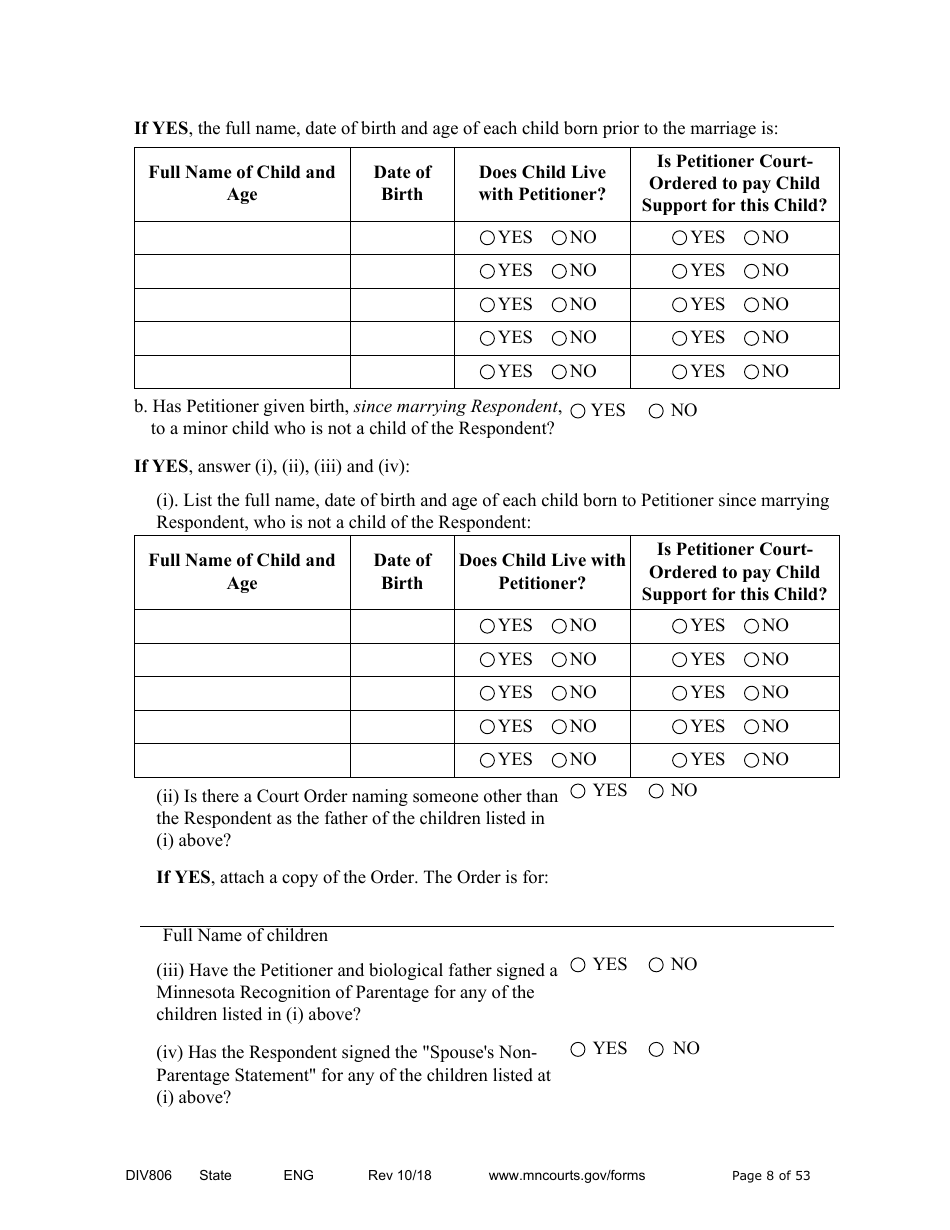 Form DIV806 Stipulated Findings of Fact, Conclusions of Law, Order for Judgment, Judgment and Decree - Minnesota, Page 8
