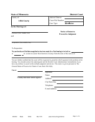 Document preview: Form DIV812 Notice of Intent to Proceed to Judgment - Minnesota