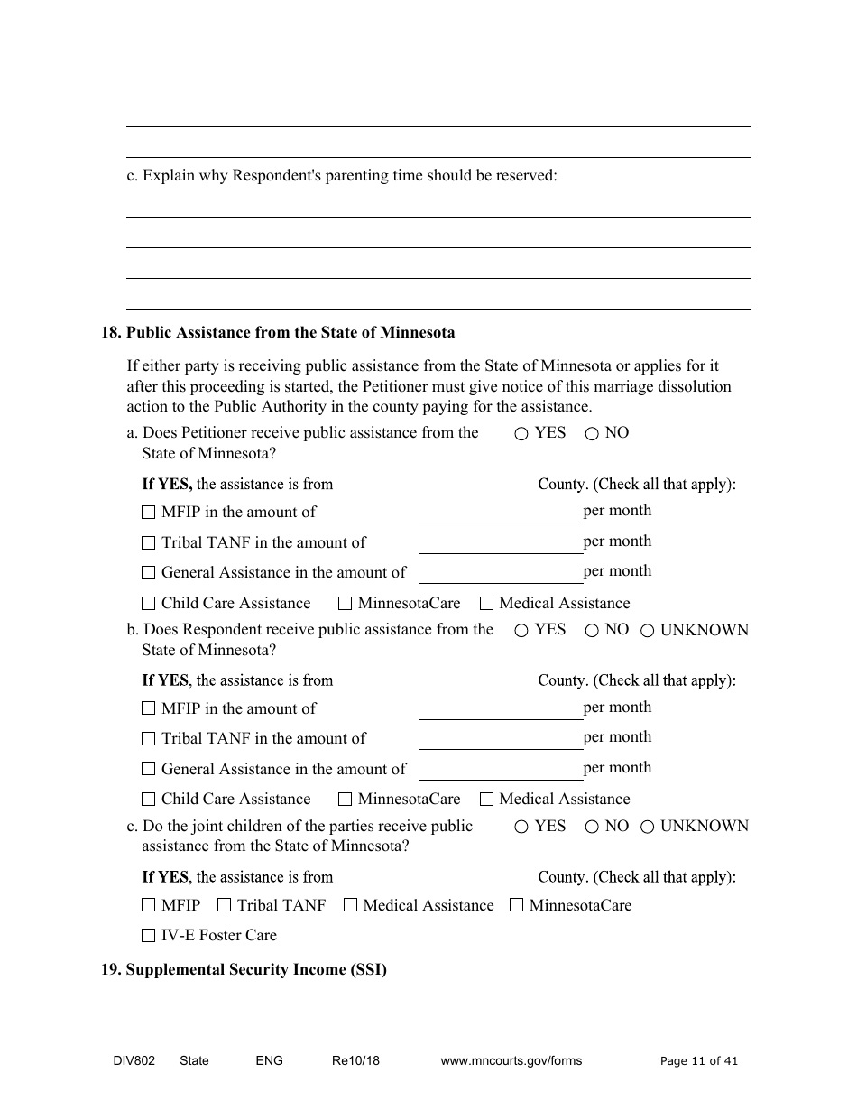 Form DIV802 Petition for Dissolution of Marriage With Children - Minnesota, Page 11