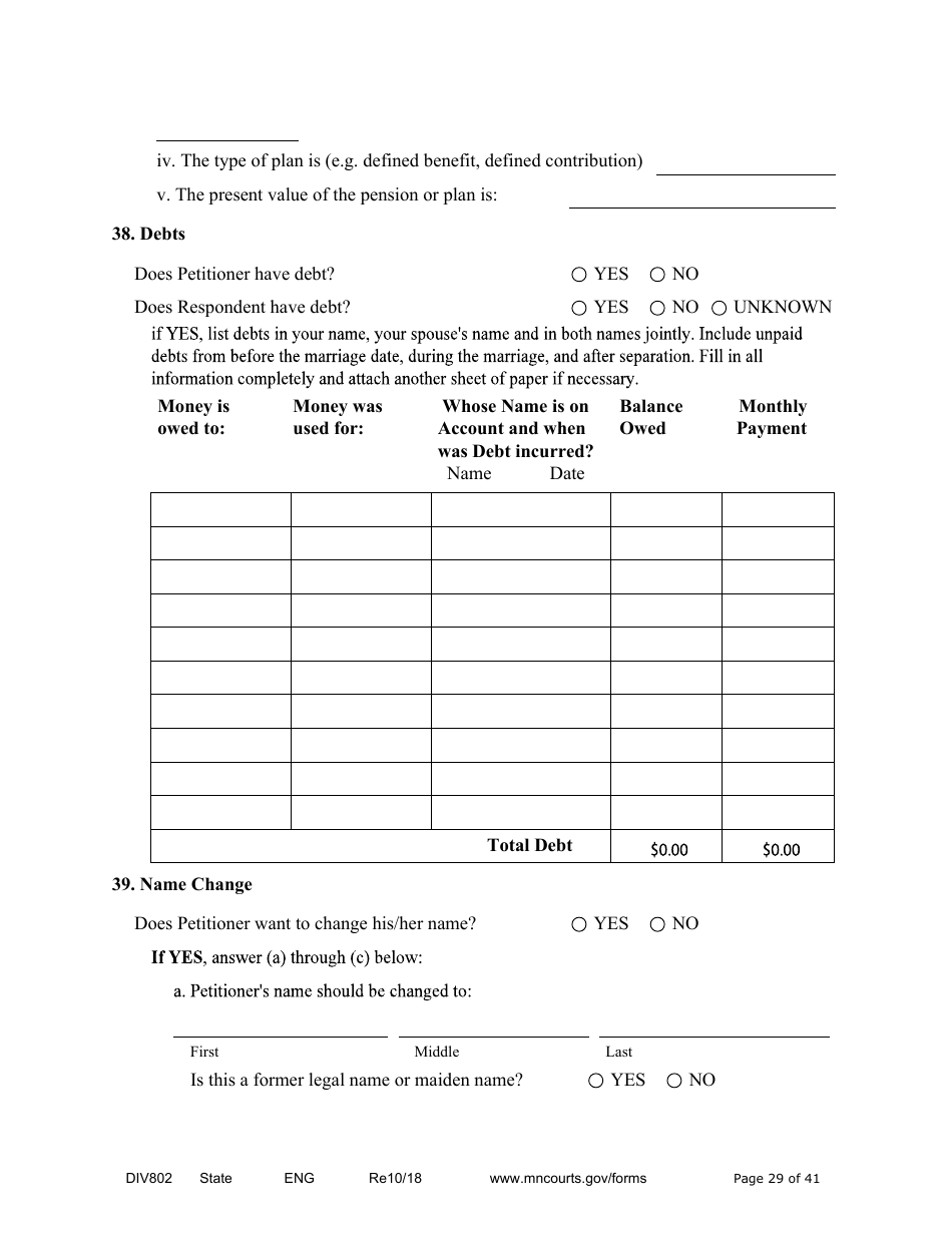 Form DIV802 Petition for Dissolution of Marriage With Children - Minnesota, Page 29