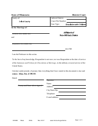 Document preview: Form DIV808 Affidavit of Non-military Status - Minnesota
