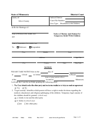 Form DIV1002 Notice of Motion and Motion for Temporary Relief With Children - Minnesota