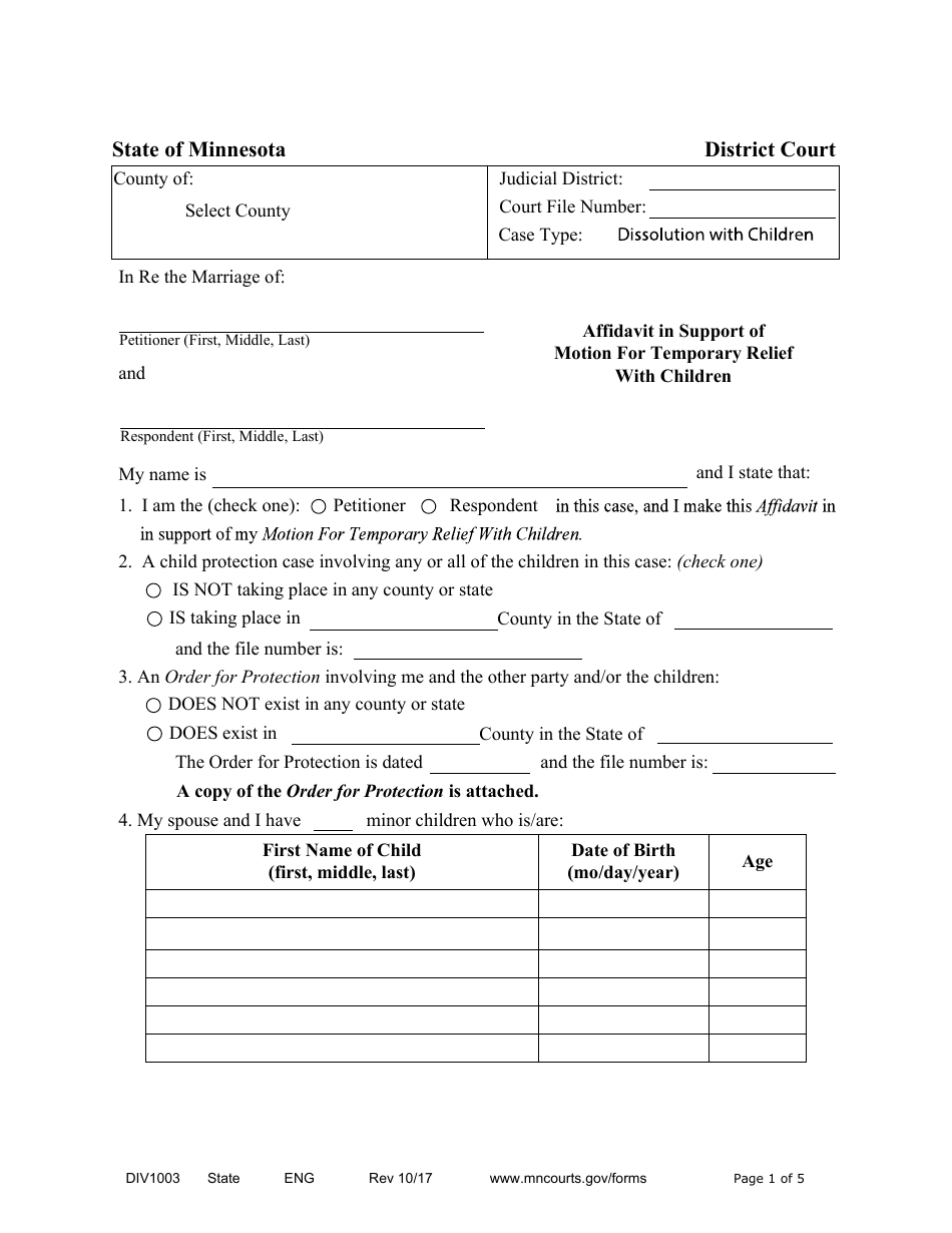 Form DIV1003 - Fill Out, Sign Online and Download Fillable PDF ...