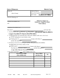 Form DIV1003 Affidavit in Support of Motion for Temporary Relief With Children - Minnesota