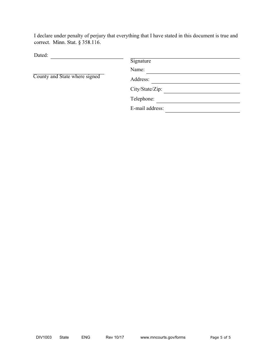 Form DIV1003 - Fill Out, Sign Online and Download Fillable PDF ...