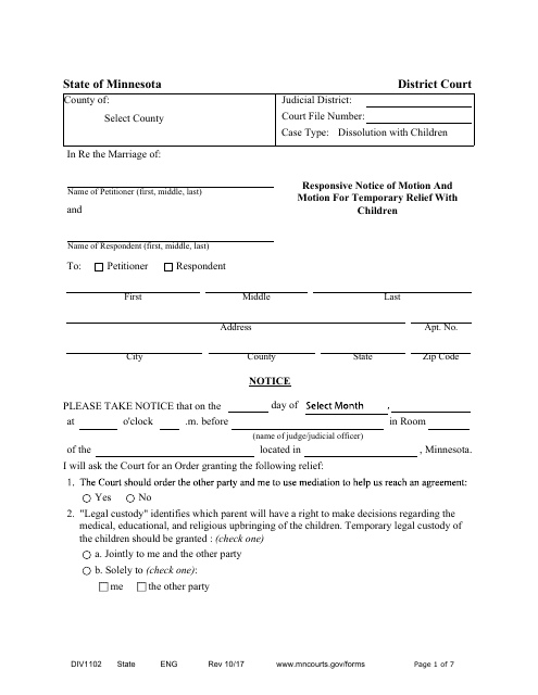 Form DIV1102  Printable Pdf