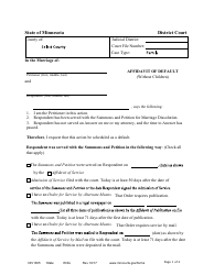 Document preview: Form DIV1305 Affidavit of Default Without Children When Served by Alternate Means - Minnesota