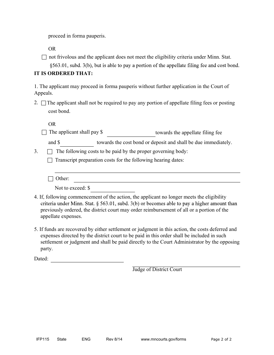 Form IFP115 - Fill Out, Sign Online and Download Fillable PDF ...