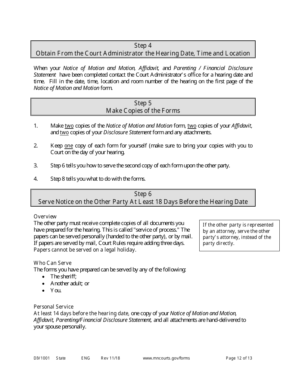 Instructions for Request for Temporary Relief Pending Final Hearing With Children - Minnesota, Page 12