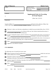 Form IFP105 Supplemental Order for Proceeding in Forma Pauperis - Minnesota