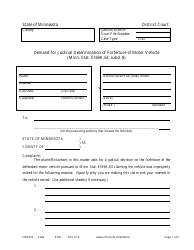 Document preview: Form FOR202 Demand for Judicial Determination of Forfeiture of Motor Vehicle - Minnesota