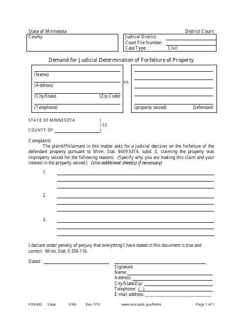 Form FOR402  Printable Pdf