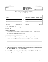 Document preview: Form FOR502 Petition for Return of Seized Property - Minnesota