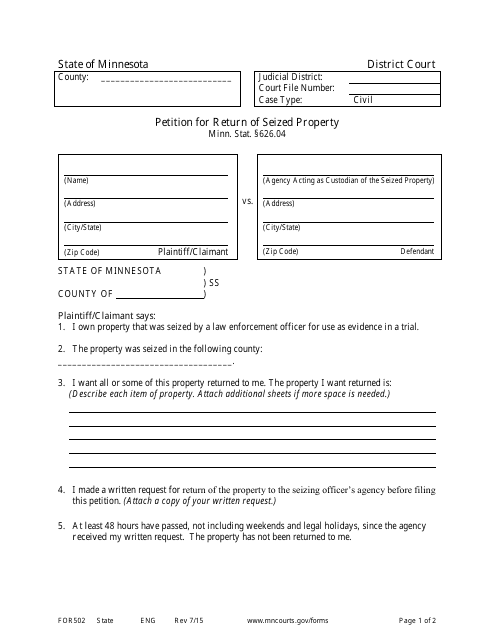Form FOR502  Printable Pdf