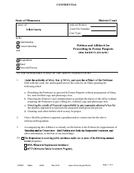 Form IFP401 Petition and Affidavit for Proceeding in Forma Pauperis (Guardianship / Conservatorship) - Minnesota