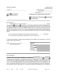 Document preview: Form GAC1-U Acceptance of Appointment by Conservator / Guardian - Minnesota