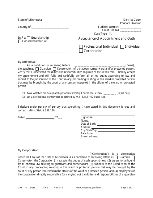 Form GAC1-U - Fill Out, Sign Online and Download Printable PDF ...