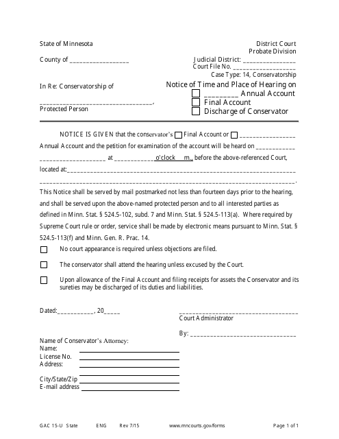 Form GAC15-U  Printable Pdf