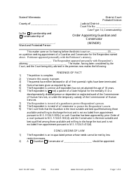 Document preview: Form GAC8-UM Order Appointing Guardian and Conservator (Minor) - Minnesota