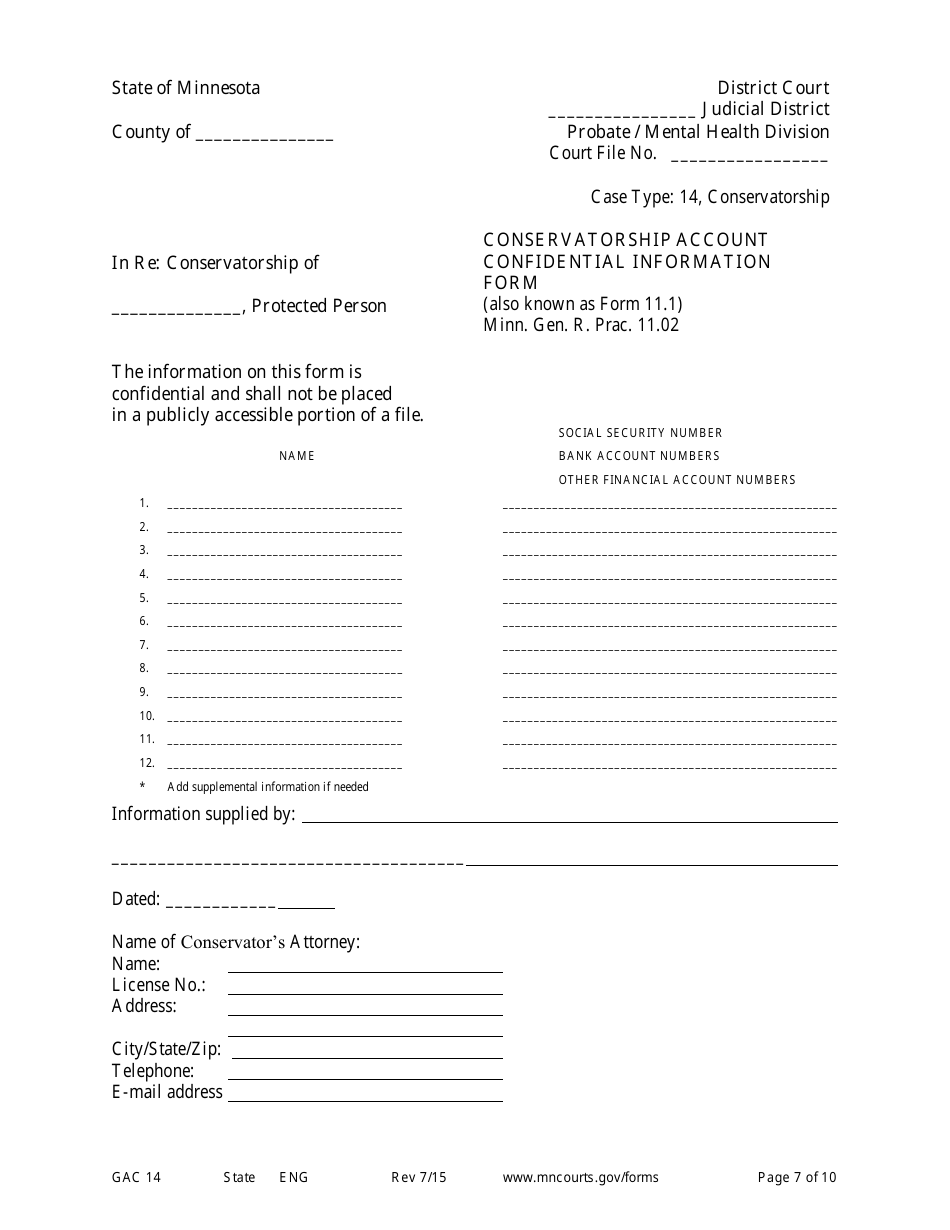 Form GAC14 Annual / Final Account - Minnesota, Page 7