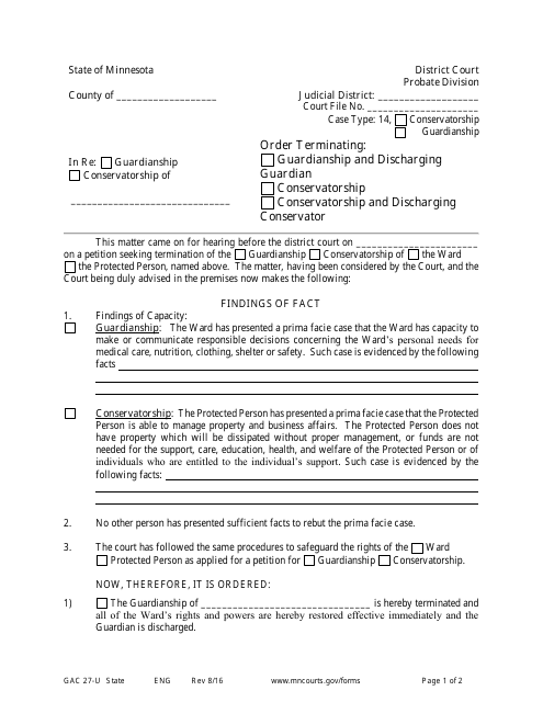 Form GAC27-U  Printable Pdf