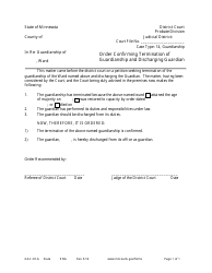 Document preview: Form GAC29-G Order Confirming Termination of Guardianship and Discharging Guardian - Minnesota