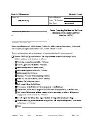 Document preview: Form HAR802 Order Granting Petition for Ex Parte Harassment Restraining Order - Minnesota