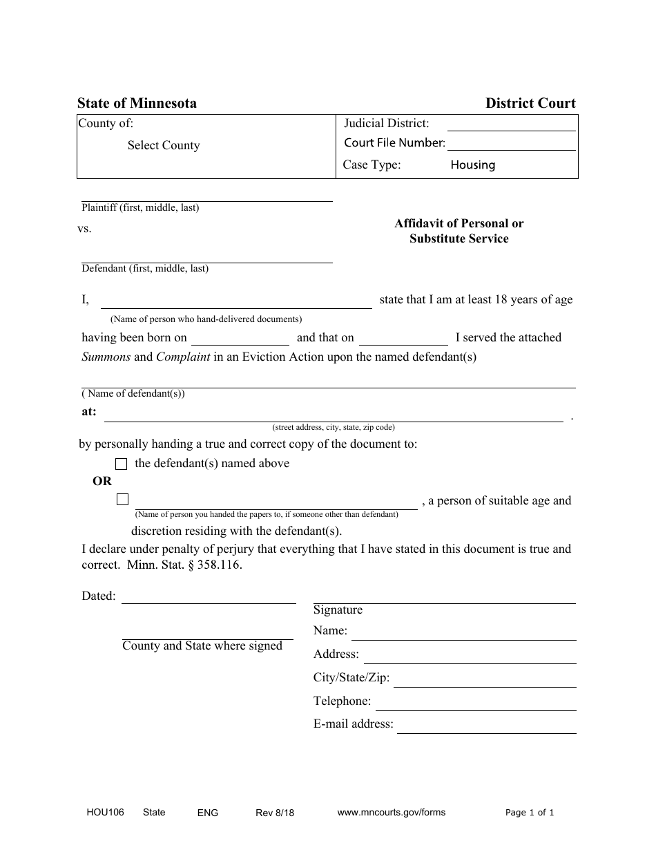 Form HOU106 - Fill Out, Sign Online and Download Fillable PDF ...