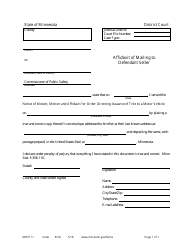 Document preview: Form MOV111 Affidavit of Mailing to Defendant Seller - Minnesota