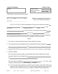 Document preview: Form NAM113 Motion to Replace Birth Record - Minnesota