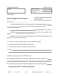 Document preview: Form NAM114 Order Granting Replacement Birth Record - Minnesota