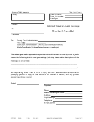 Document preview: Form OTH901 Notice of Visual or Audio Coverage - Minnesota