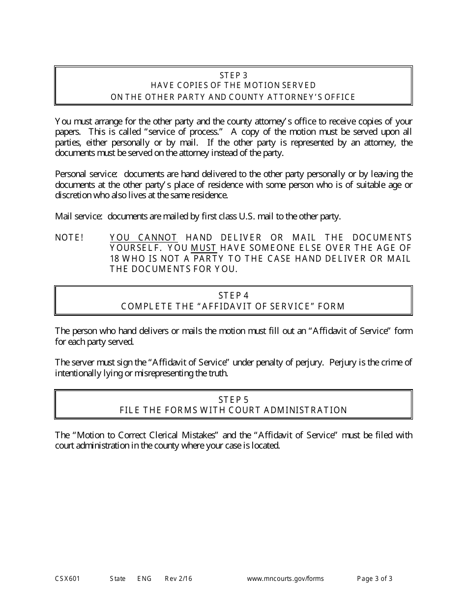 Instructions for Form CSX601 Request for Subpoena - Minnesota, Page 3