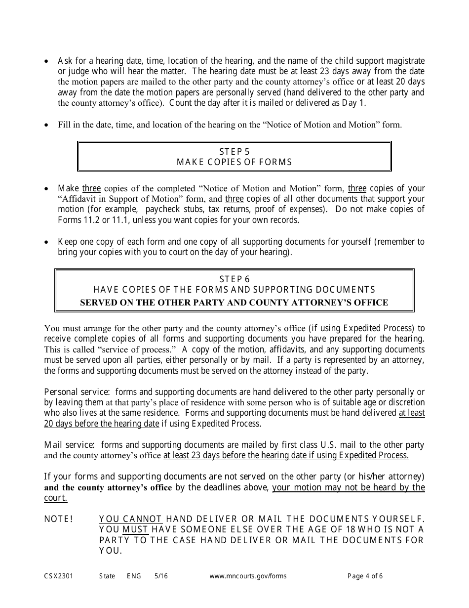 Form CSX2301 Instruction - Motion to Modify Medical Support Only (Expedited Process) - Minnesota, Page 4