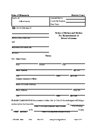 Form CSX1202 Notice of Motion and Motion to Reinstate Driver&#039;s License - Minnesota