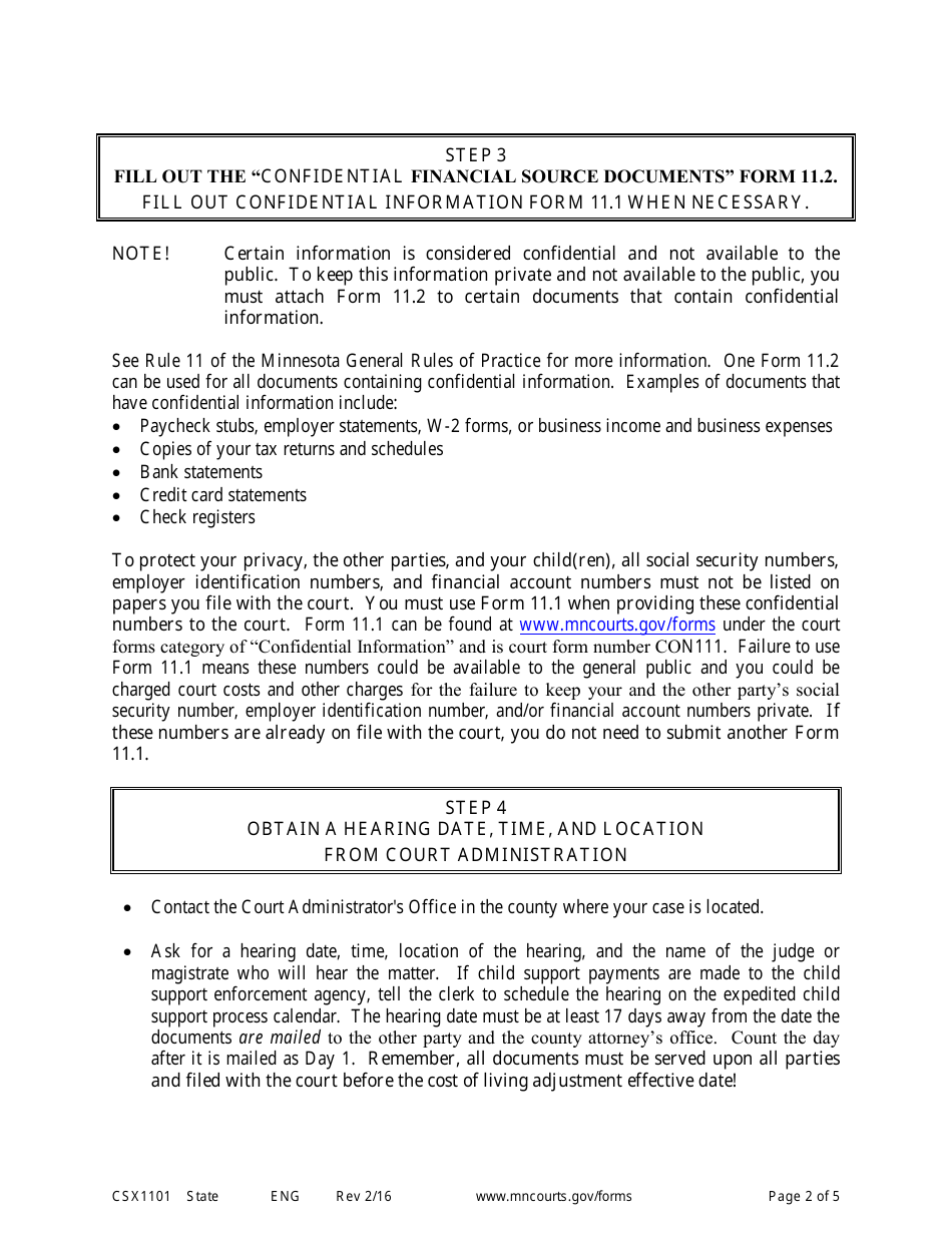 Form CSX1101 Instructions - Motion to Stop Cola - Minnesota, Page 2