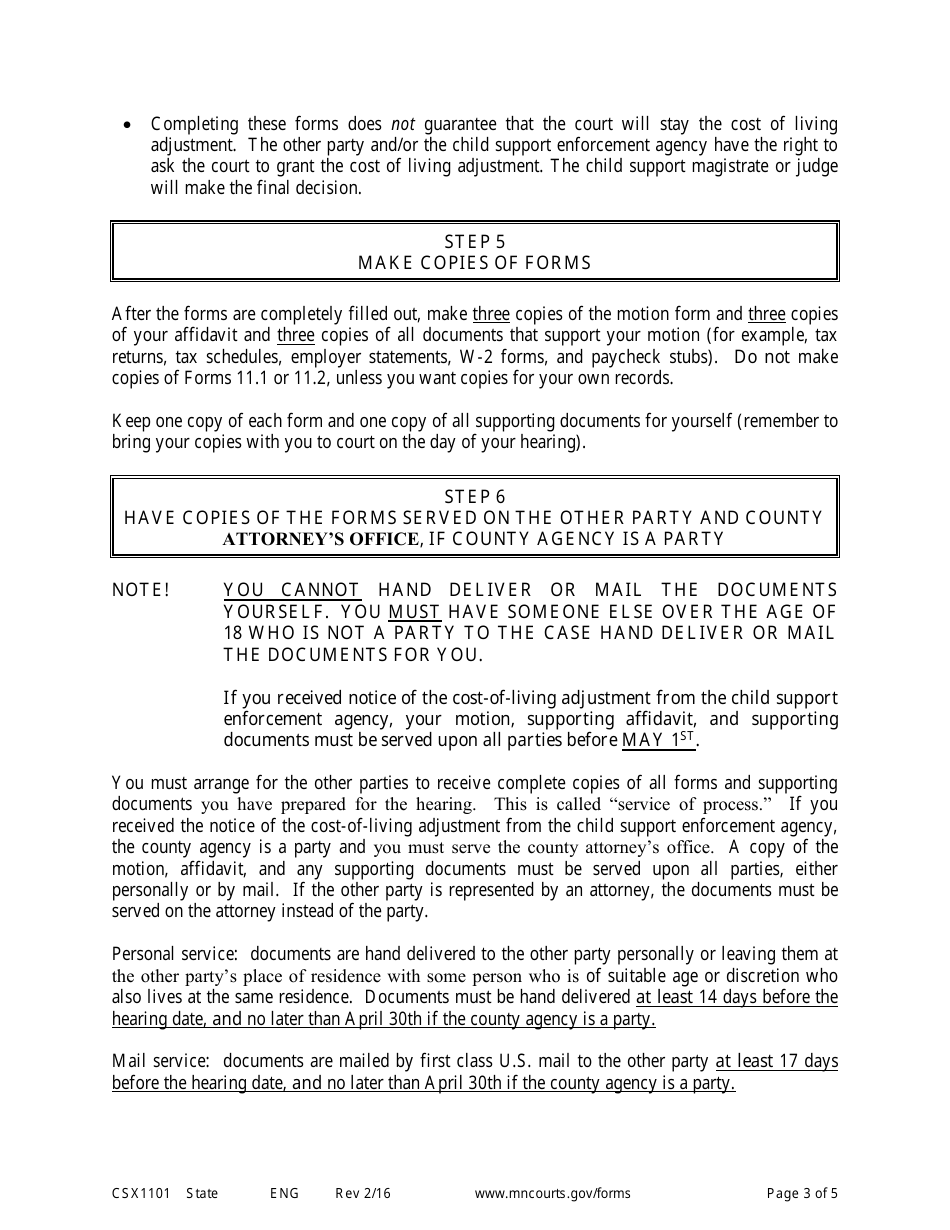 Form CSX1101 Instructions - Motion to Stop Cola - Minnesota, Page 3