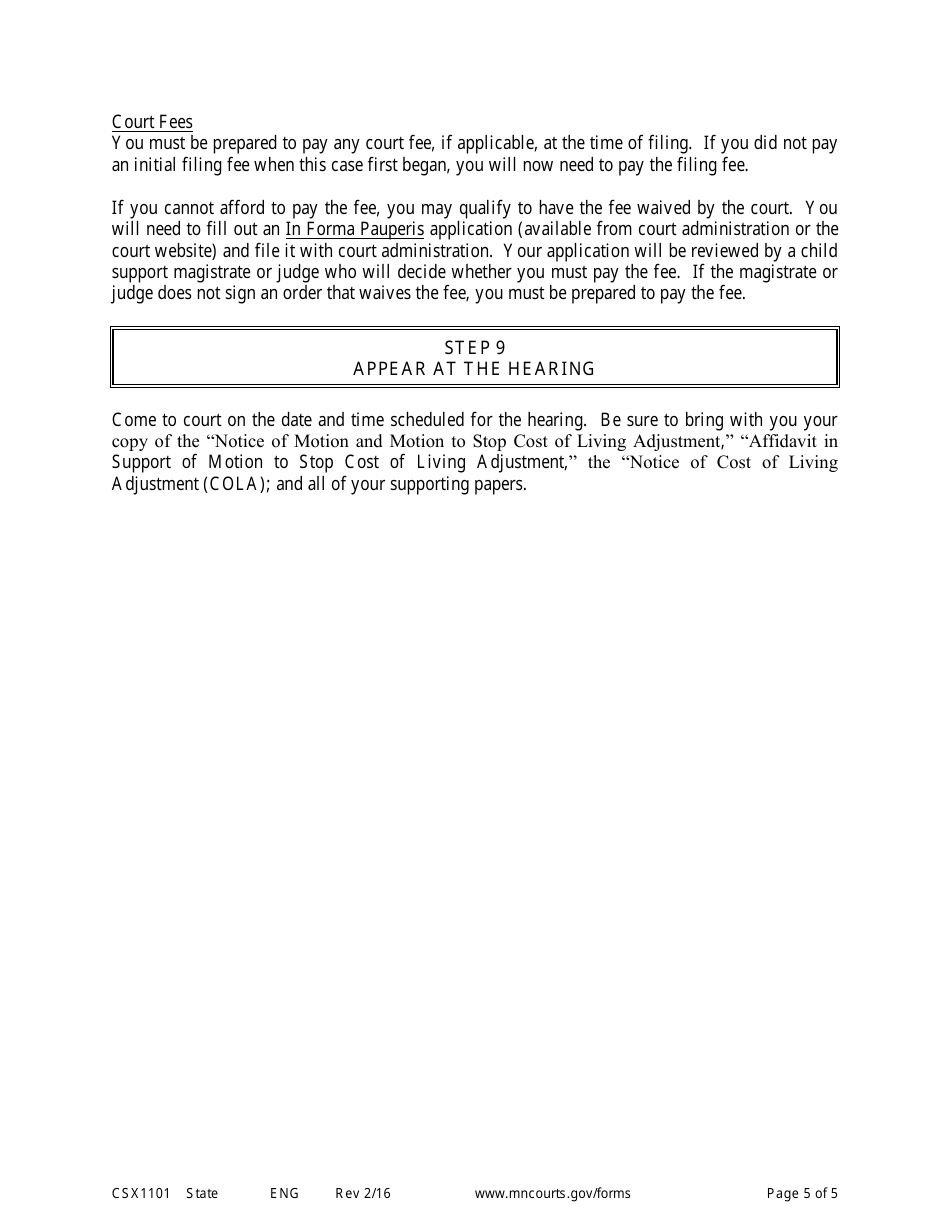 Form CSX1101 Instructions - Motion to Stop Cola - Minnesota, Page 5