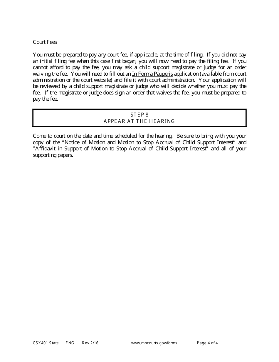 Form CSX401 Instructions - Motion to Stop Interest - Minnesota, Page 4