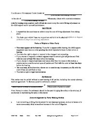 Form CSX1102 Notice of Motion and Motion to Stop Cost of Living Adjustment - Minnesota, Page 2