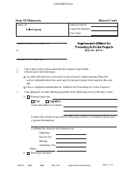 Form IFP103 Supplemental Affidavit for Proceeding in Forma Pauperis - Minnesota